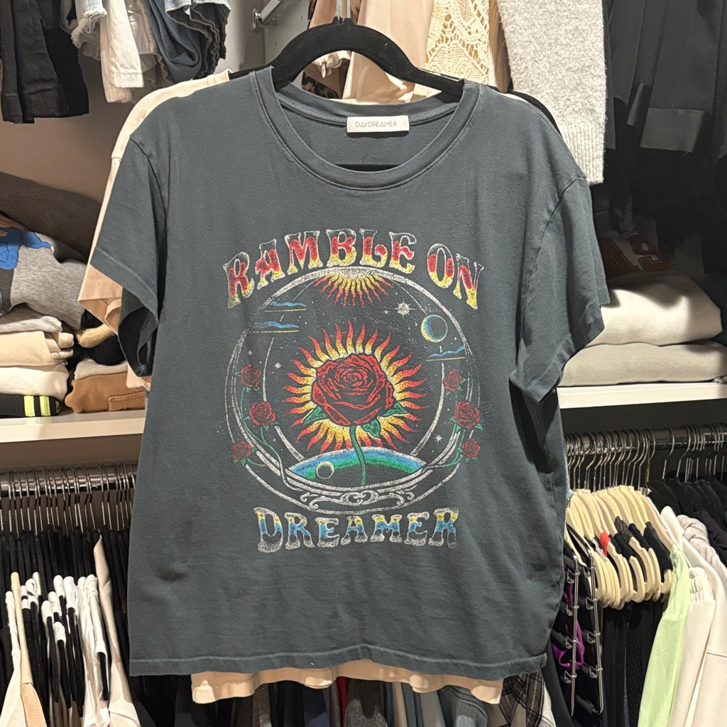 Daydreamer Ramble On Dreamer Graphic Tee - Slate Blue With Multicolor Print